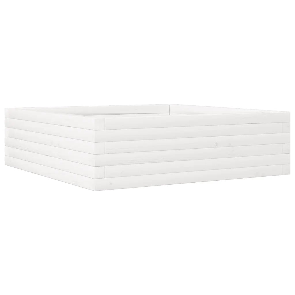 Fioriera da Giardino Bianca 80x80x23 cm Legno Massello di Pino