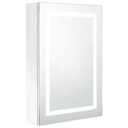 Armadietto Bagno con Specchio e LED-Mobiletto a specchio Bianco Lucido 50x13x70 cm