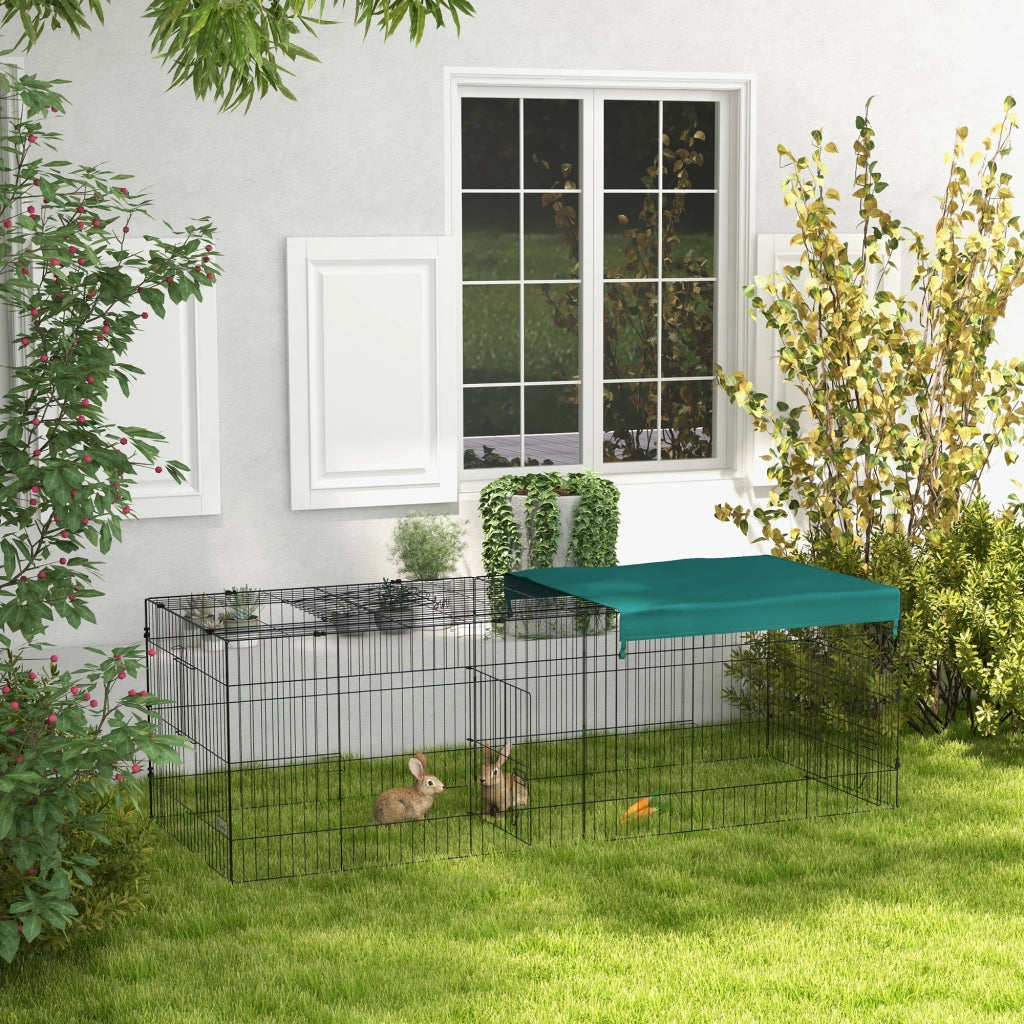 Gabbia per Conigli da Esterno e Interno con Tettuccio in Acciaio, 220x85x70cm, Verde