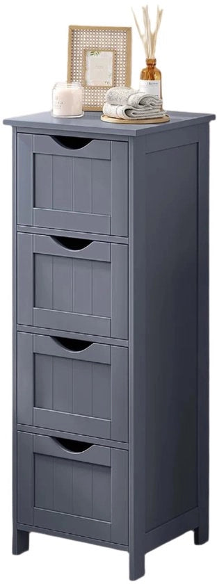 Cassa da bagno - cassa laterale - 4 ripiani di stoccaggio - Spaziale compatto - 30 x 30 x 82 cm