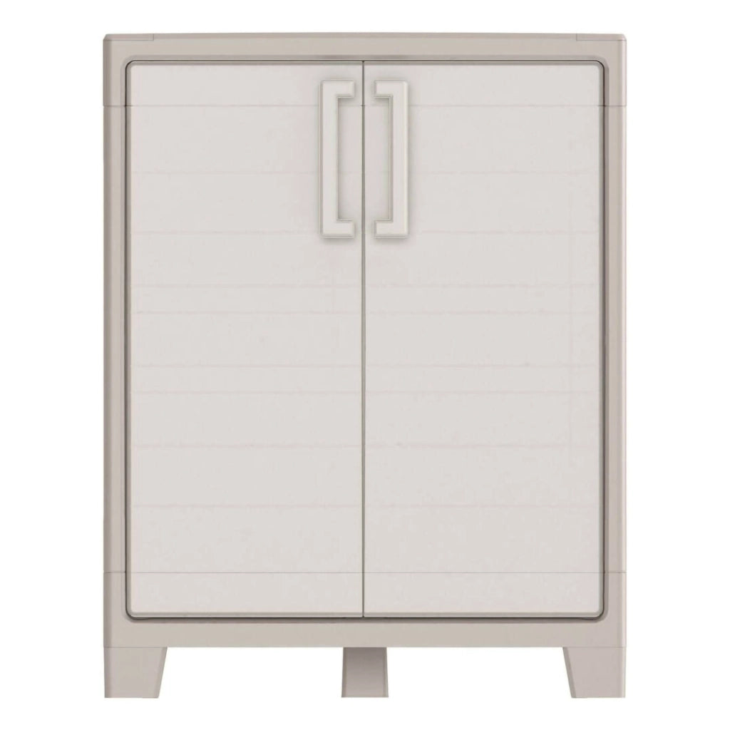 Armadio da esterno Grimsby, Mobile outdoor, Mobiletto giardino multiuso, Contenitore per balcone o garage, Made in Italy, 80x44 h100 cm, Sabbia
