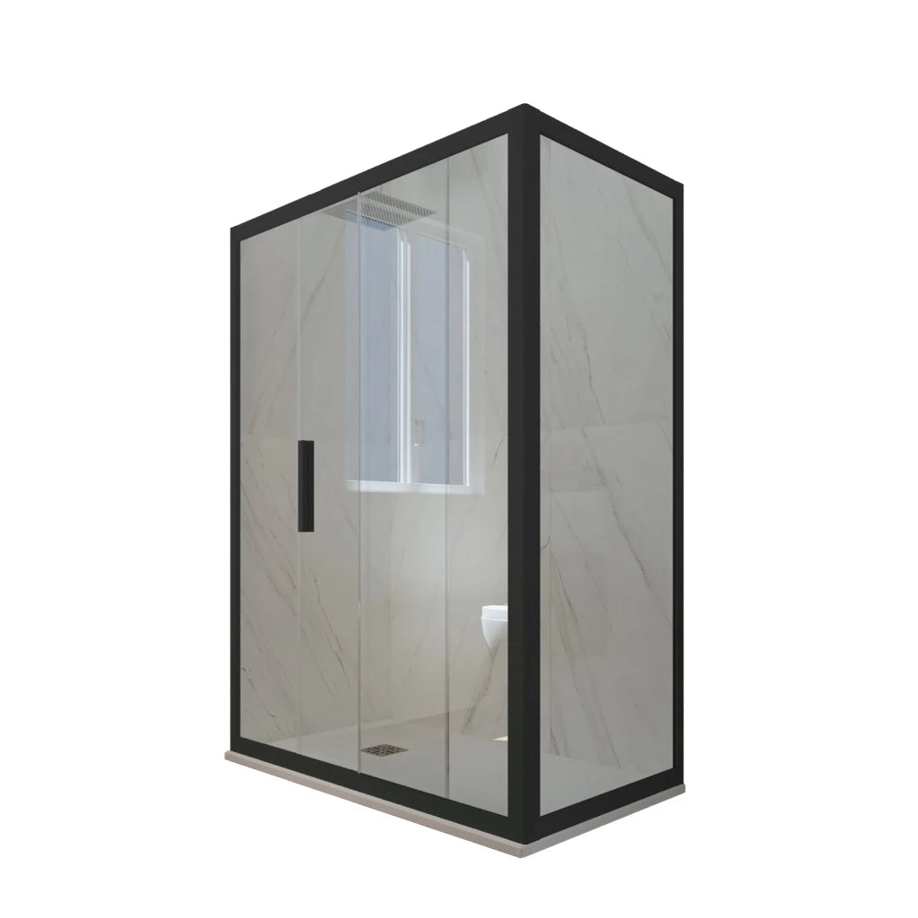 Box doccia scorrevole 75x100 CM H 200 Vetro Trasparente Profilo Nero Matt mod. Deco Duo