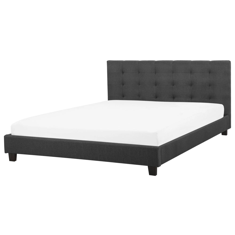 Letto ad acqua in poliestere grigio scuro 180 x 200 cm testiera imbottita camera da letto stile moderno