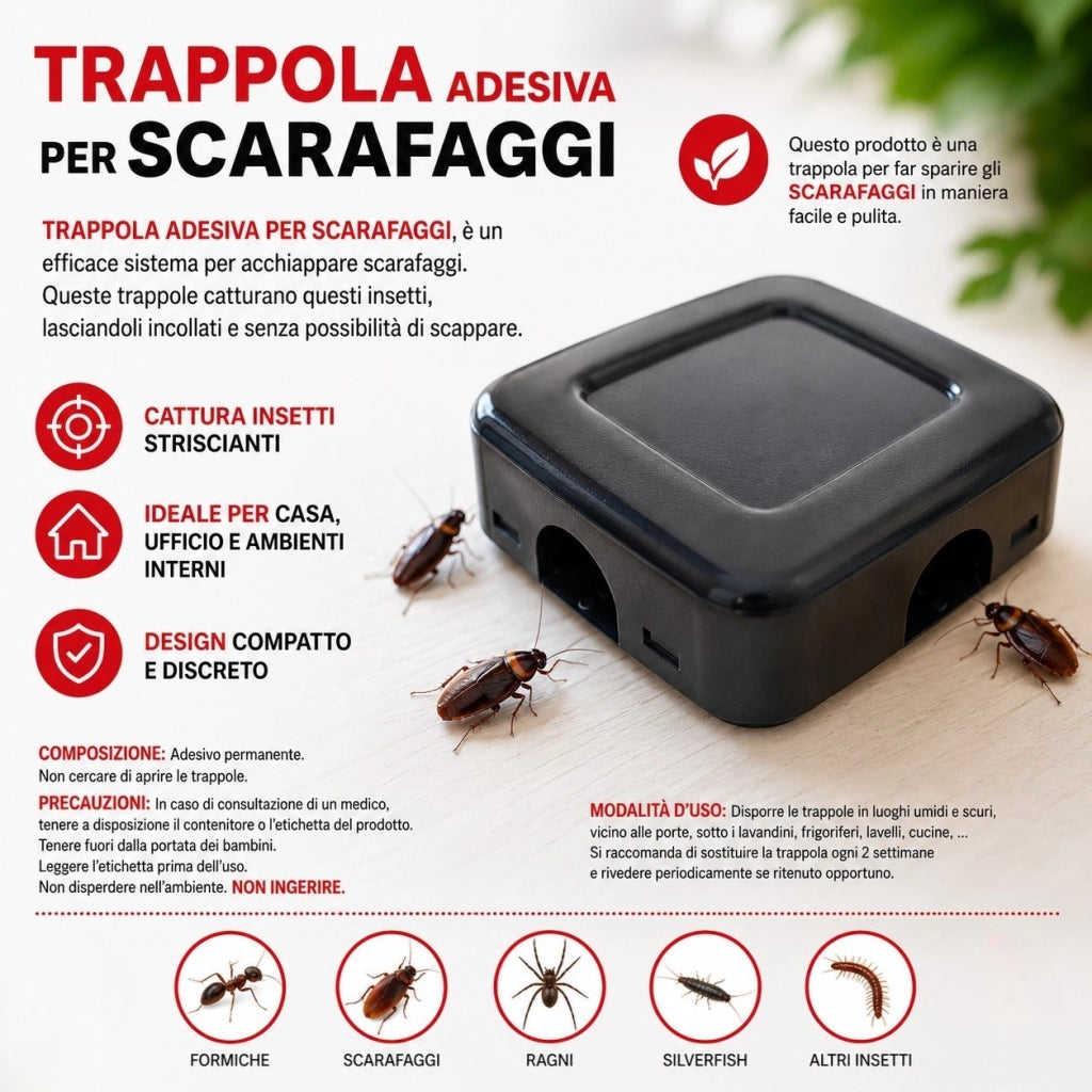 4 Trappole Adesive Formiche o Scarafaggi Da Interno Non Tossiche Per la Casa Trappola per scarafaggi