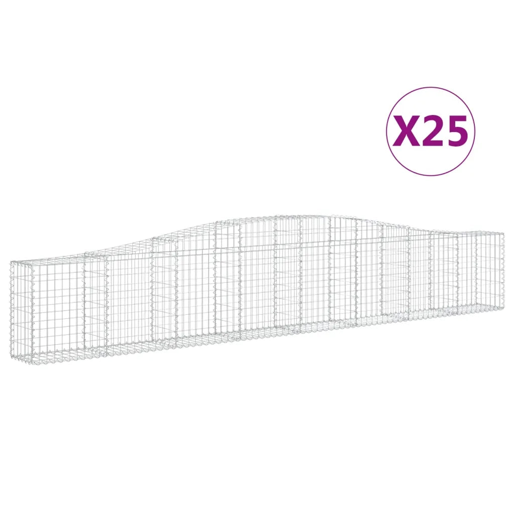 Cesti Gabbioni ad Arco 25 pz 400x30x60/80 cm Ferro Zincato 3145811