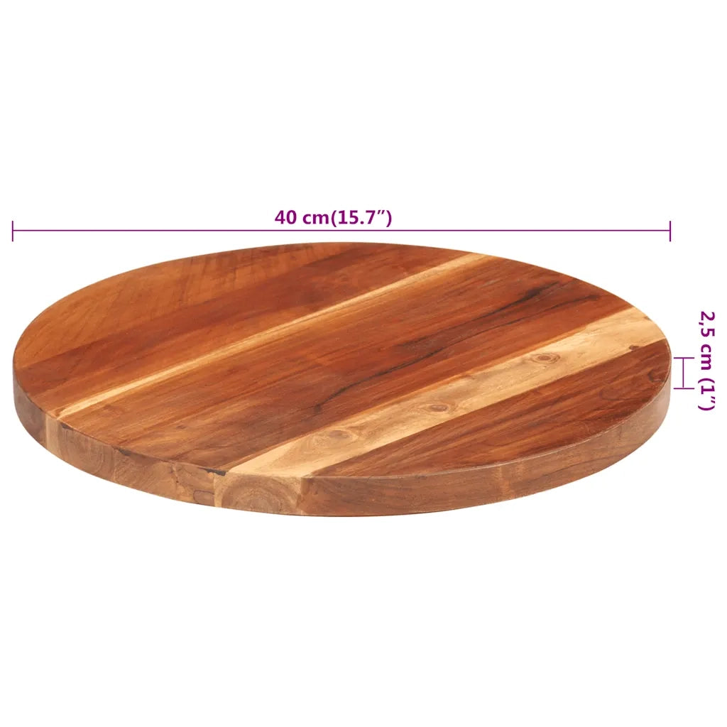 Piano Tavolo in Legno Massello di Acacia Rotondo 25-27 mm 40 cm 285972