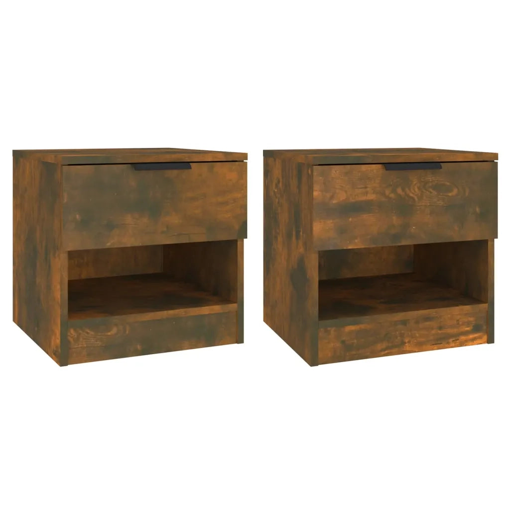 Comodini 2 pz Rovere Fumo in Legno Multistrato 817046