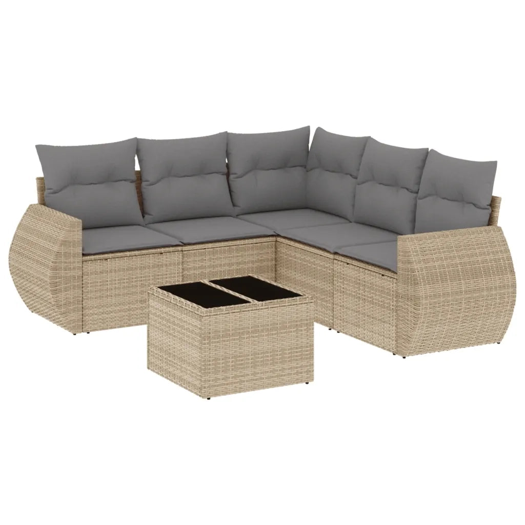 Set Divano da Giardino 6 pz con Cuscini Beige in Polyrattancod mxl 90105