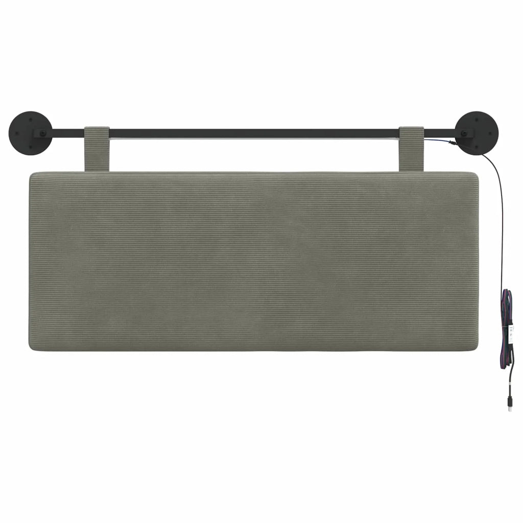 Testiera sospesa Con luce LED Grigio Chiaro Tessuto in Cords