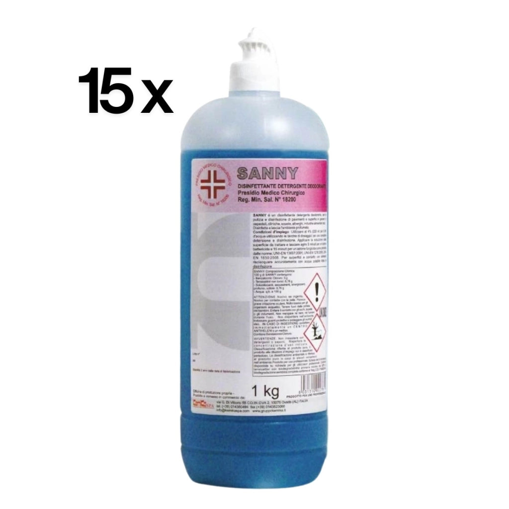 Sanny 15 Pezzi x 1 Kg, Disinfettante Detergente Deodorante per Pavimenti Superfici | Kemika