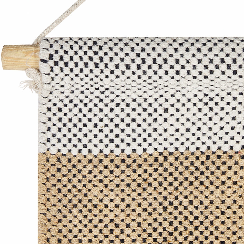 Decorazione da parete cotone beige e nero fatta a mano con nappe motivo geometrico stile boho soggiorno camera da letto