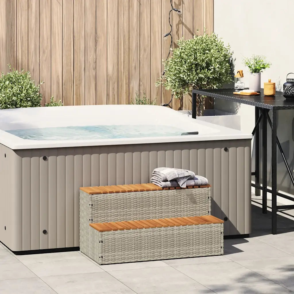 Bordo per Vasca Idromassaggio Grigio Polyrattan&Massello Acacia 4103947