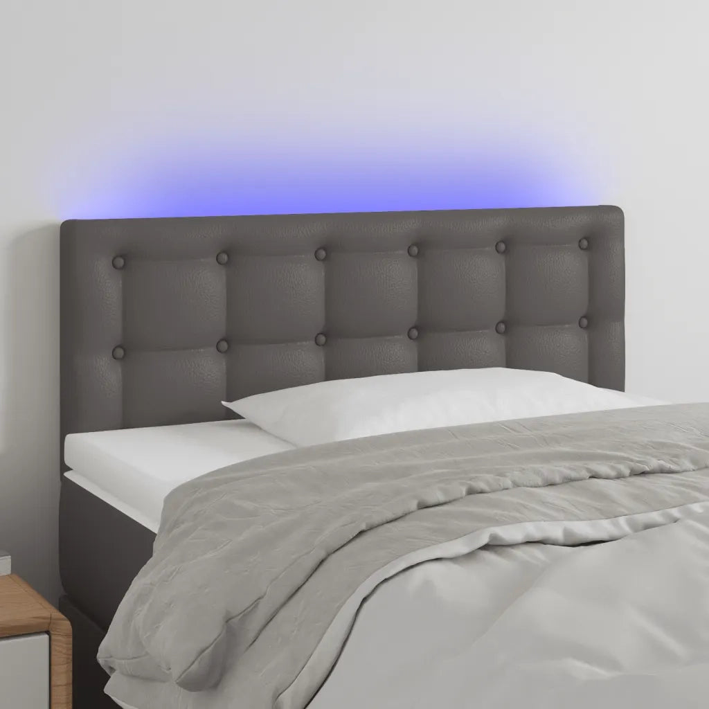 Testiera | Testata Grigio a LED 100x5x78/88 cm in Similpelle