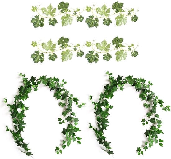 Set di Climbing Plant 2 pezzi - Adesivi per Parete 4 pezzi - Pianta Finta - Decorazione per la Casa - Materiale Realistico - Pianta Artificiale
