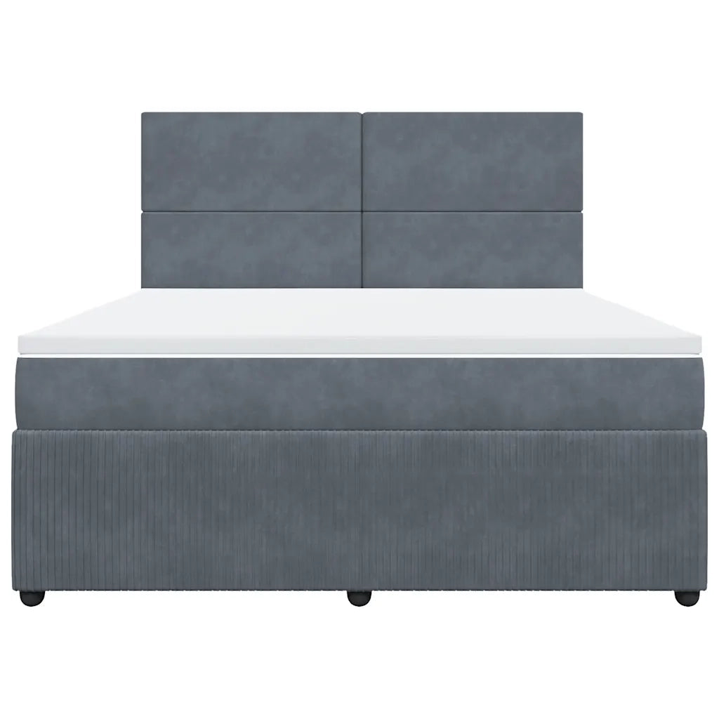 Giroletto a Molle con Materasso Grigio Scuro 180x200 cm Velluto