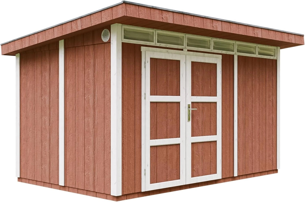 Casetta da Giardino di QUALIT? PREMIUM 8,7m?²-L412xW279cm - TIMBELA M904A-REDWOOD RED