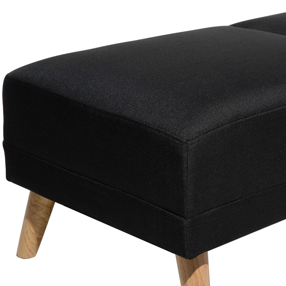Gambe in legno massello rettangolari imbottite in tessuto Nero ottomana moderno minimalista