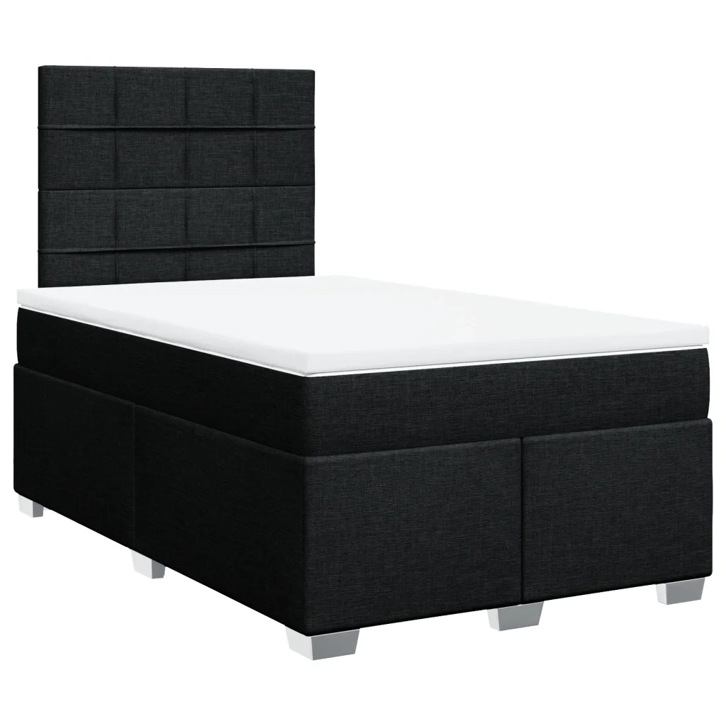 Giroletto a Molle con Materasso Nero 120x190 cm in Tessuto