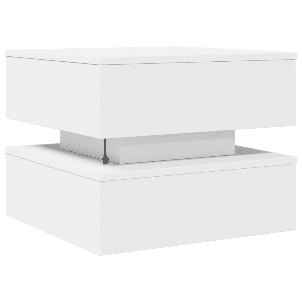Tavolino da Salotto con Luci LED Bianco 50x50x40 cm 839854