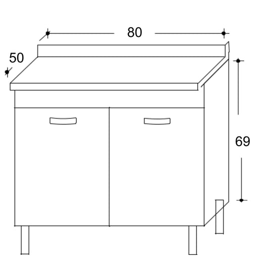 Mobile Sottolavello da Cucina 80x50x69 cm con 2 Ante in Nobilitato Teak