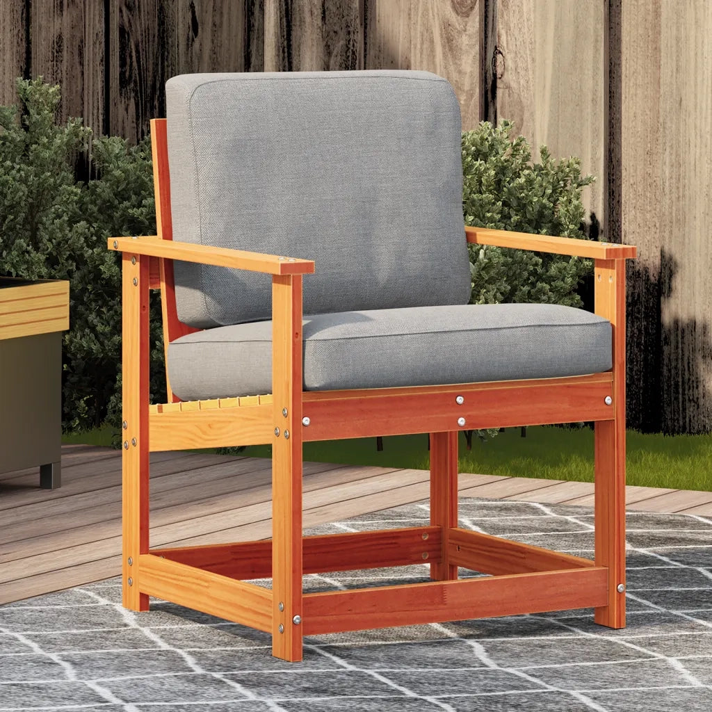 Sedia da patio-Sedia da Giardino Marrone Cera 62x56x77 cm Legno Massello Pino