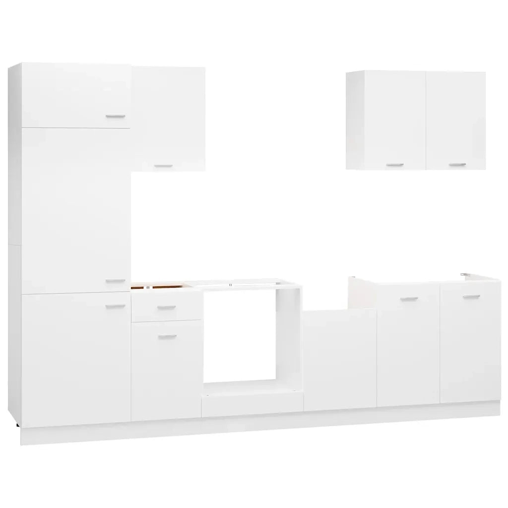 Set Armadi da Cucina 7 pz Lyon Bianco in Truciolato 3067631