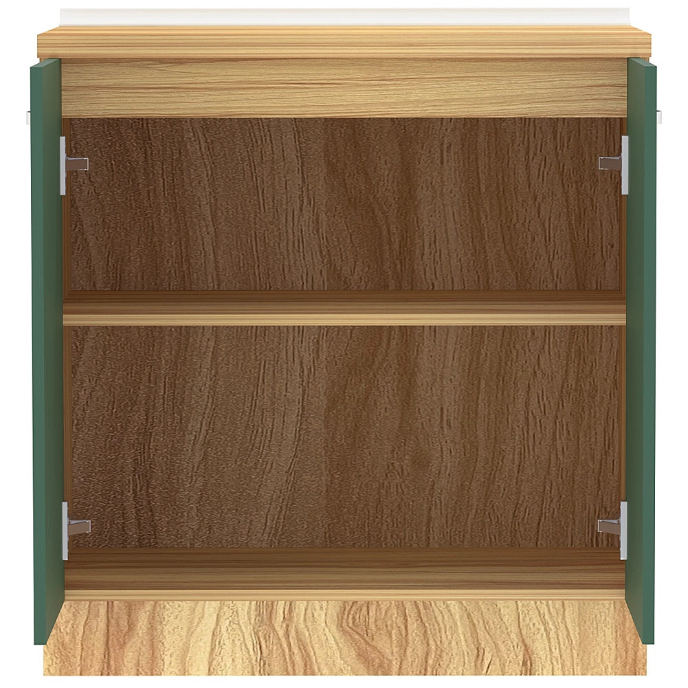 Mobile Base per Cucina Componibile in Legno Colore Verde con 2 Ante 2 Scomparti