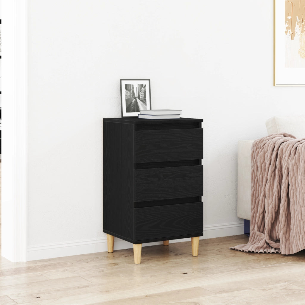 Comodino  Nero Rovere 40x35x70 cm Legno ingegnerizzato