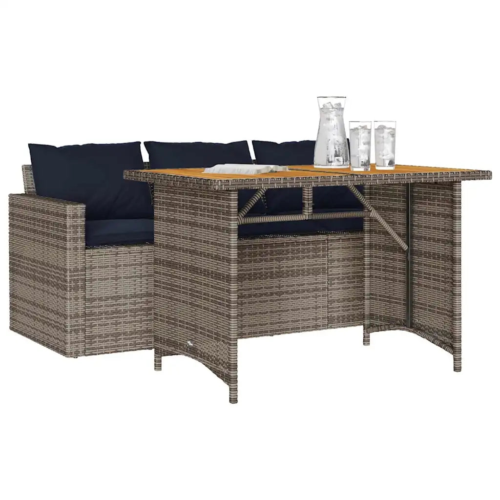 Set da Pranzo da Giardino 2 pz con Cuscini in Polyrattan Grigio 366339
