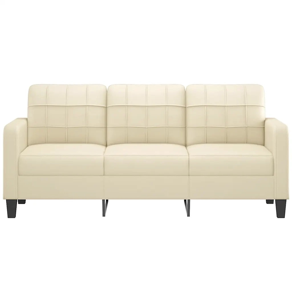 Divano a 3 Posti Crema 180 cm in Similpelle 359123