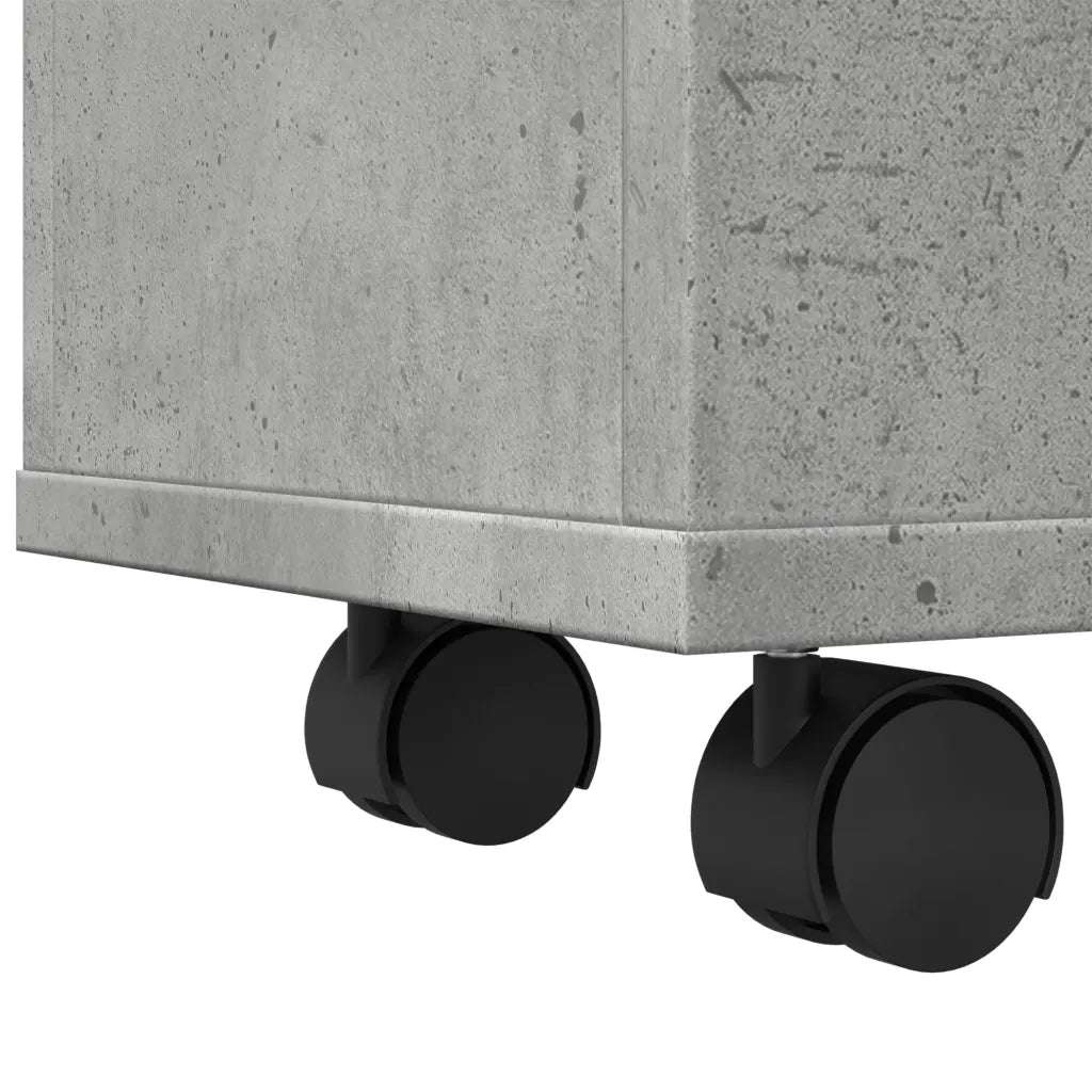 Mobile da Bagno Stretto con Ruote Grigio Cemento in Truciolato