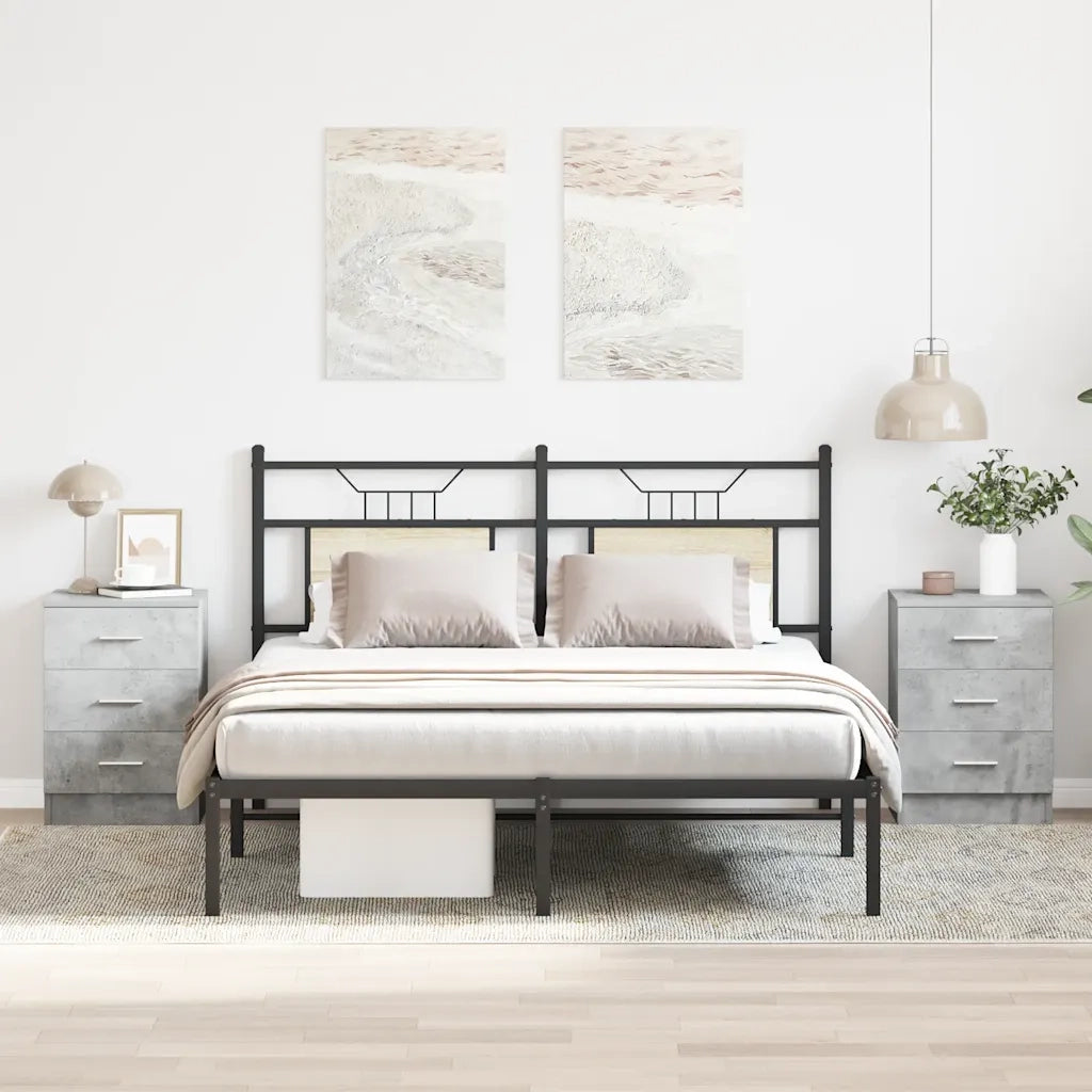 Comodini 2 pz Grigio Cemento 38x35x56 cm in Legno Multistrato 800459