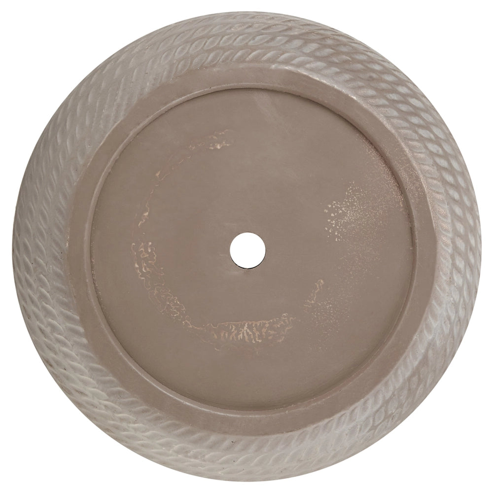 Vaso rotondo per piante in fibra di argilla con motivo in rilievo beige ⌀ 39 cm giardino terrazzo
