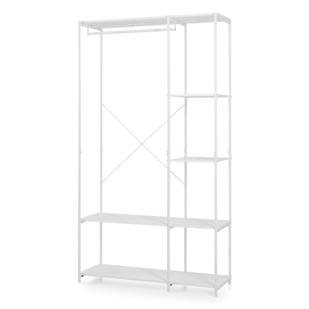 Guardaroba Aperto Verdfjorg con Vano Appendiabiti e 5 Scomparti 200 x 110 x 40 cm - Bianco [en.casa]