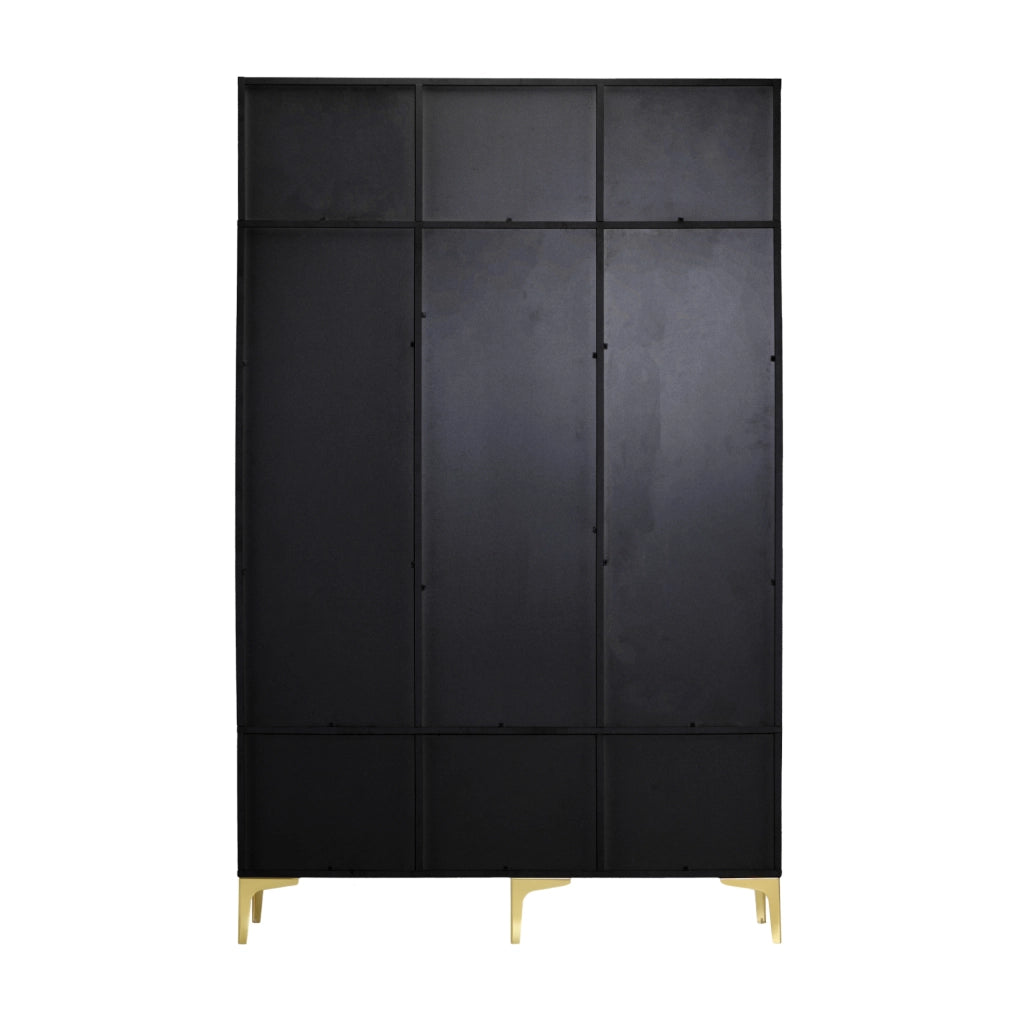 Garderoba da ingresso con panca; scomparti aperti; nero; 120x23;5x191;5 cm