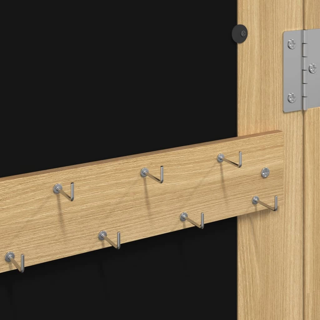Mobiletto portagioielli mobile contenitore organizer per camera da letto spogliatoio bagno con specchio a parete 30 x 8,5 x 90 cm marrone 02_0022827