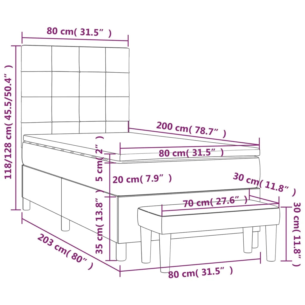Giroletto a Molle con Materasso Marrone Scuro 80x200 cm Tessuto 3137112