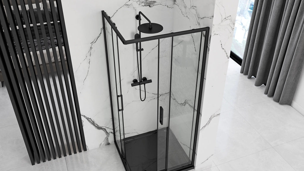 Cabina Doccia Rea Punto Black 90x90 con piatto doccia Savoy