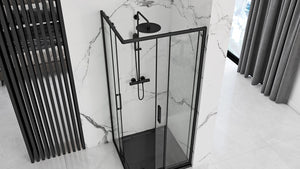 Cabina Doccia Rea Punto Black 90x90 con piatto doccia Savoy