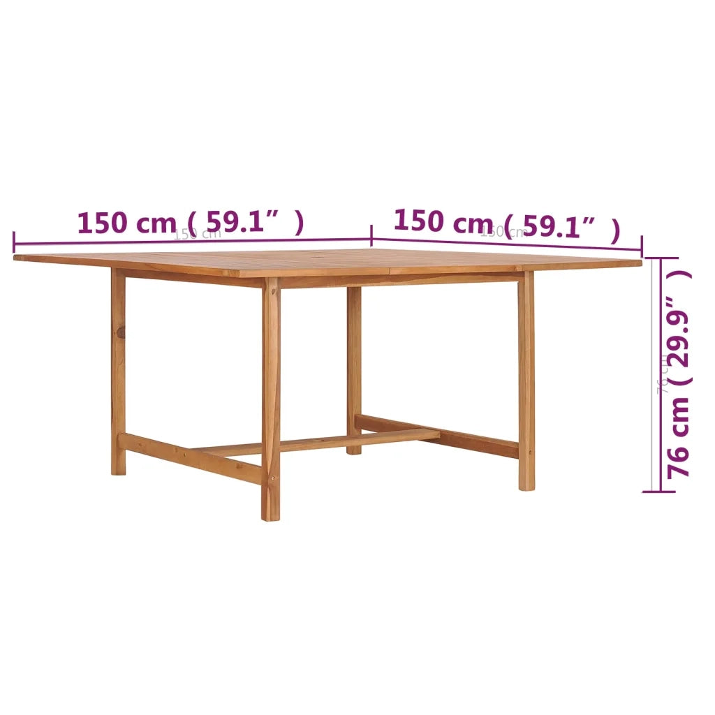 Tavolo da Giardino 150x150x76 cm in Legno Massello di Teak cod mxl 34239