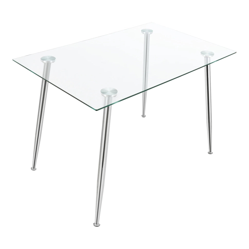 Tavolo da pranzo in vetro temperato e acciaio 75 x 110 x 70 cm cromato 03_0008701