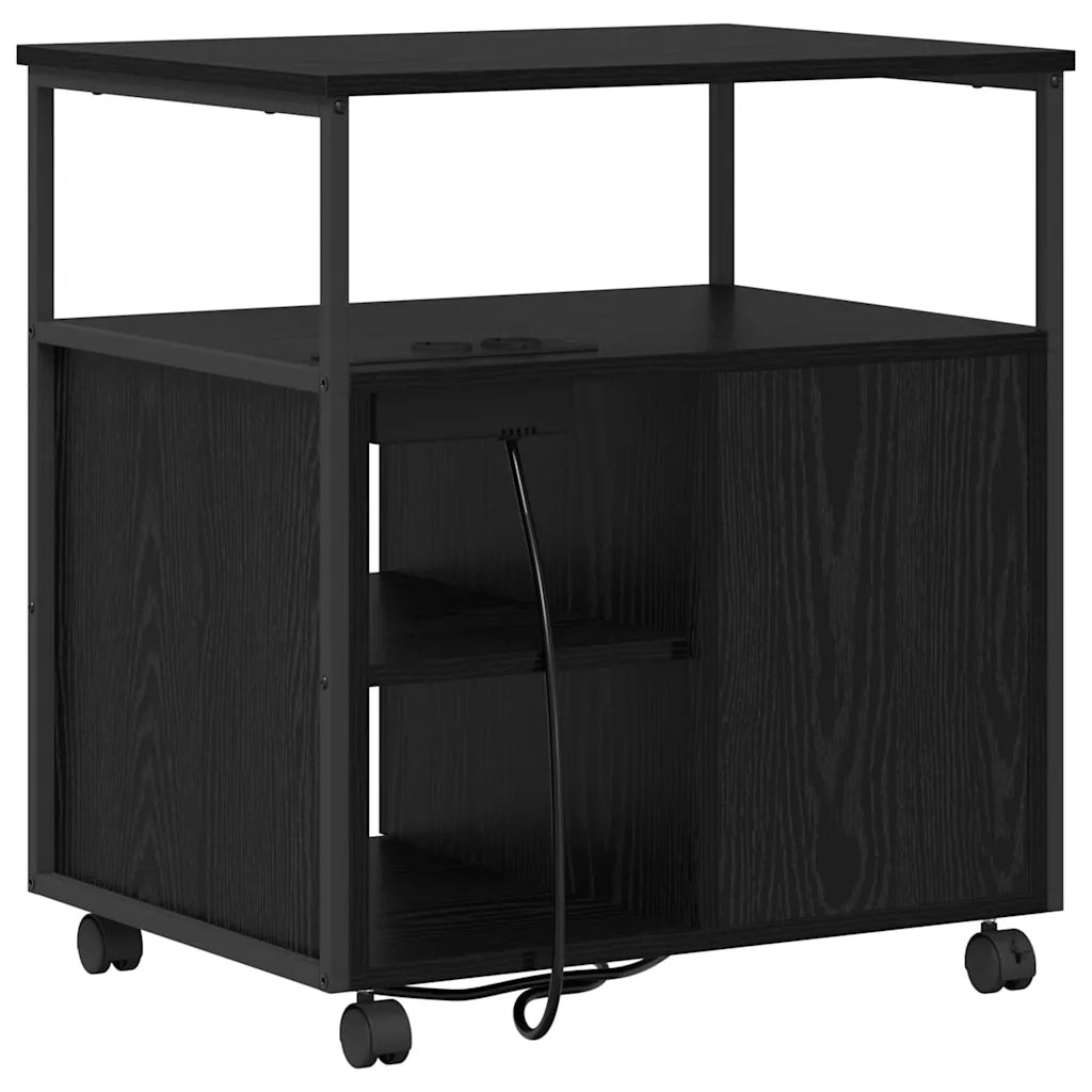 Cabina con Stazione di Ricarica Rovere Nero 61 x 46 x 67 cm 859830