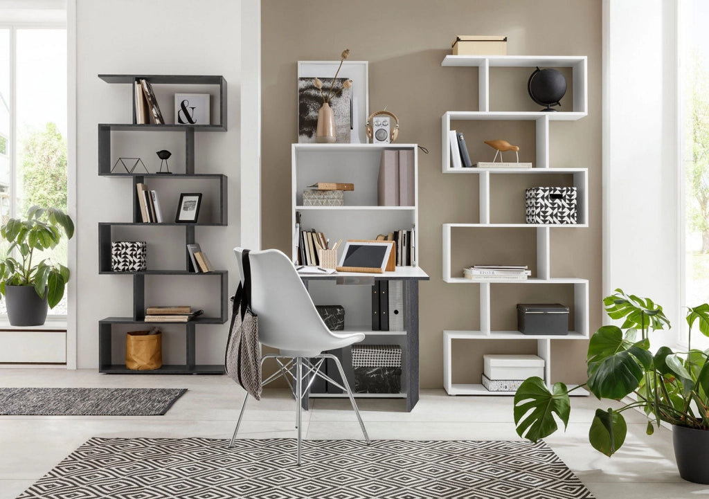 Armadio con Scrivania a Scomparsa 70x35x140 cm Dalia Bianco/Report Grigio