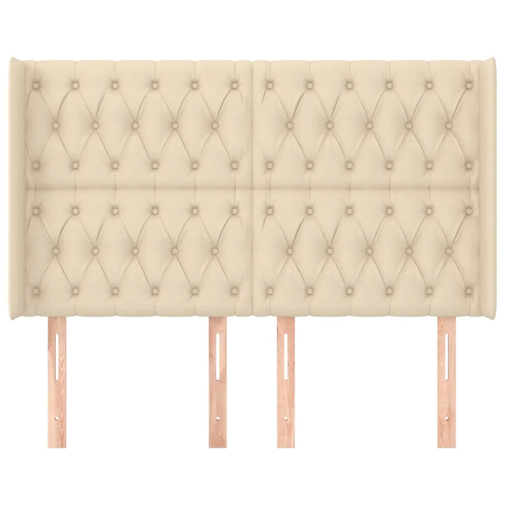 Testiera | Testata ad Orecchio Crema 147x16x118/128 cm in Tessuto
