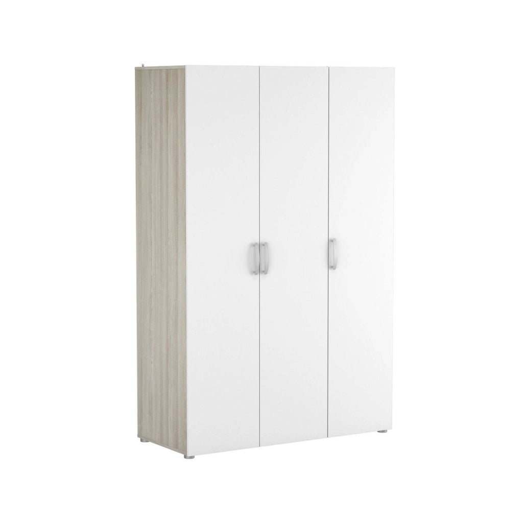 Guardaroba grande Dania, Mobile camera da letto, Cabina armadio portabiti, Armadio appendiabiti, 119x51 h185 cm, Rovere e Bianco opaco