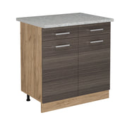 Mobiletto base per cucina R-Line Grigio nobile/Rovere dorato 80 cm PL Marmo Vicco