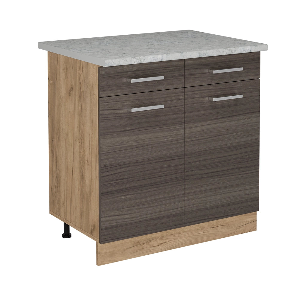 Mobiletto base per cucina R-Line Grigio nobile/Rovere dorato 80 cm PL Marmo Vicco