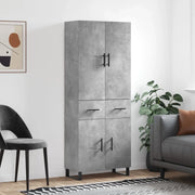 Credenza-Buffet-Armadio da cucina Grigio Cemento 69,5x34x180 cm in Legno Multistrato 737893