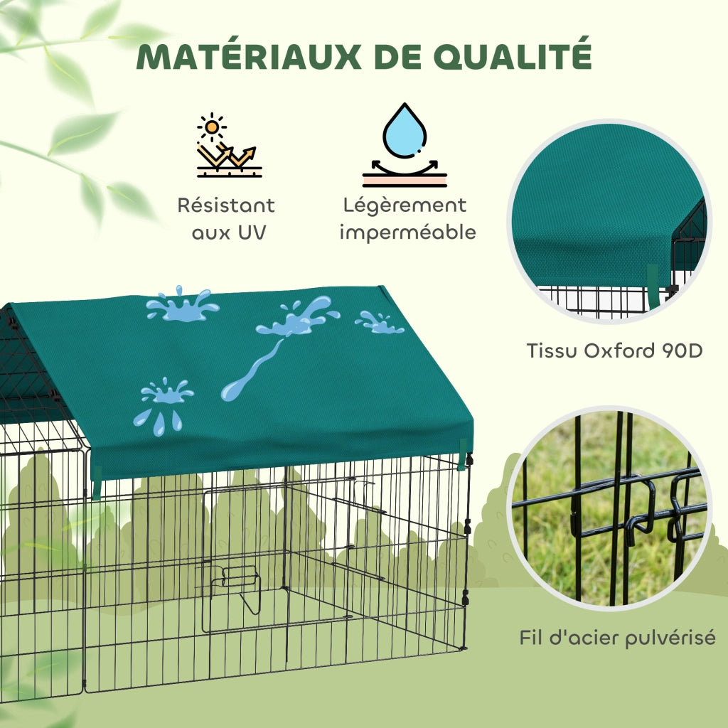 Recinto per conigli esterno in acciaio con tettoia ¨C zephmum ¨C verde 185x75x75 cm