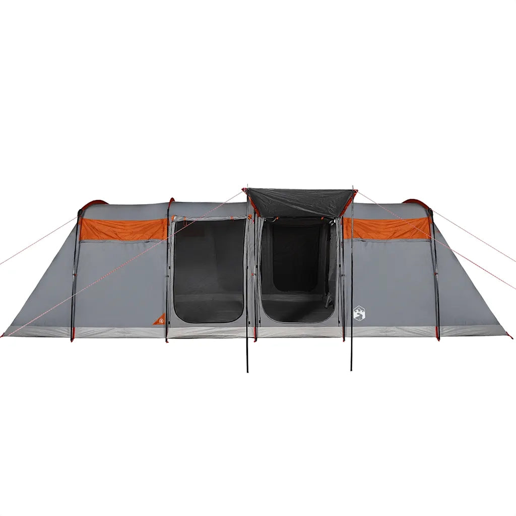 Tenda Familiare Tunnel 10 Persone Grigia Arancione Impermeabile 94621